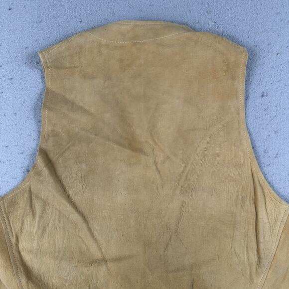 Vintage 40s Briar Club Suede Vest Small Brown Leather Talon Zip Hunting Workwear - Picture 16 of 16
